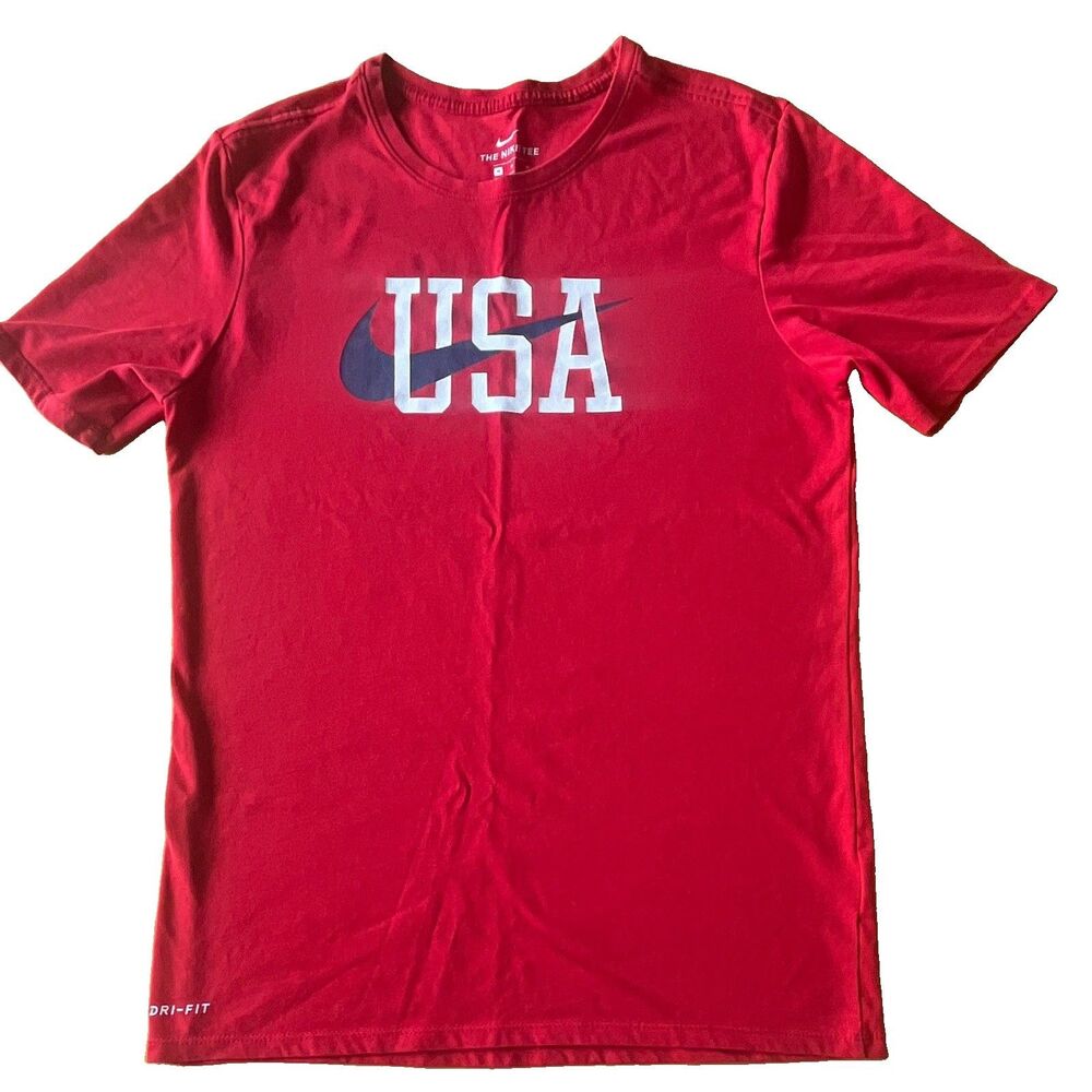 Nike Dri-FIT Team USA Red Short Sleeve Athletic Cut T-Shirt, Men's Size M